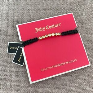 Juicy Couture Black Rope Gold Tone Crystal Friendship Adjustable Bracelet NWT